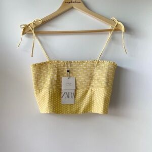 Zara Yellow Smocked Crop Camisole